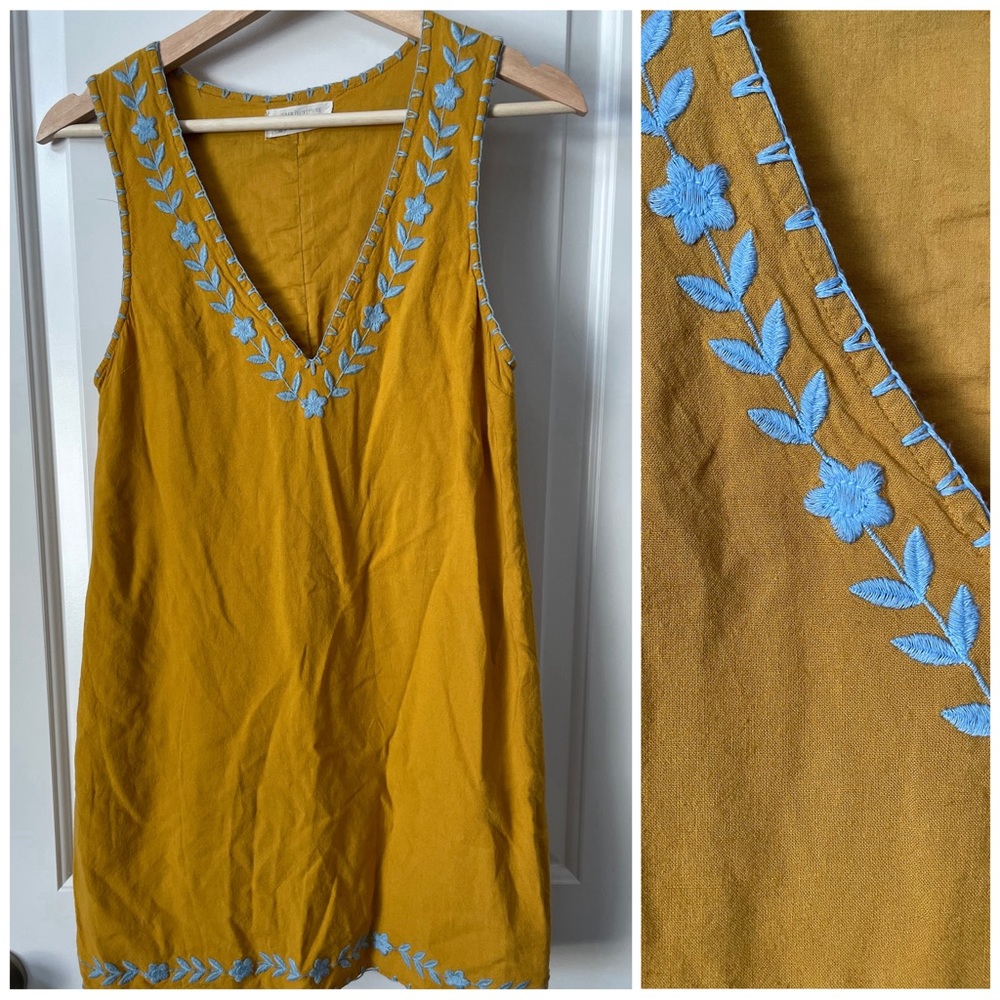 Embroidered Mustard Yellow Tank Top from Urban Outfitters